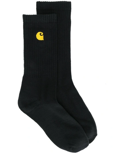Shop Carhartt Embroidered Logo Socks In Black