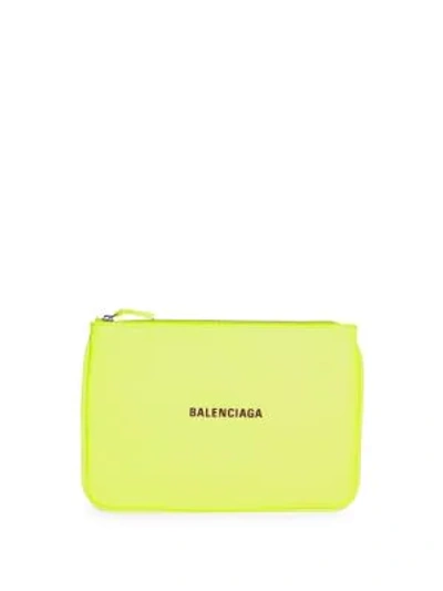 Shop Balenciaga Everyday Leather Pouch In Green