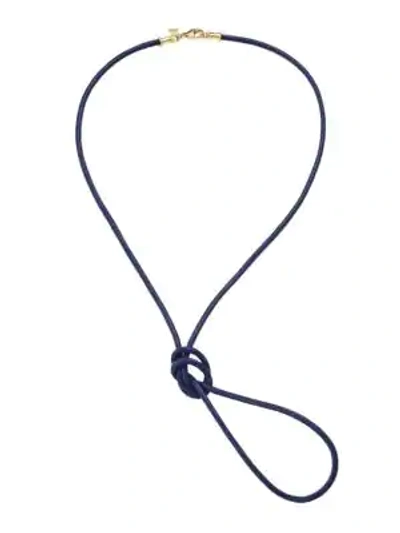 Shop Temple St Clair Women's Leather Cord Necklace In Royal Blue