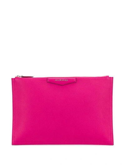 Shop Givenchy Logo Print Clutch - Pink