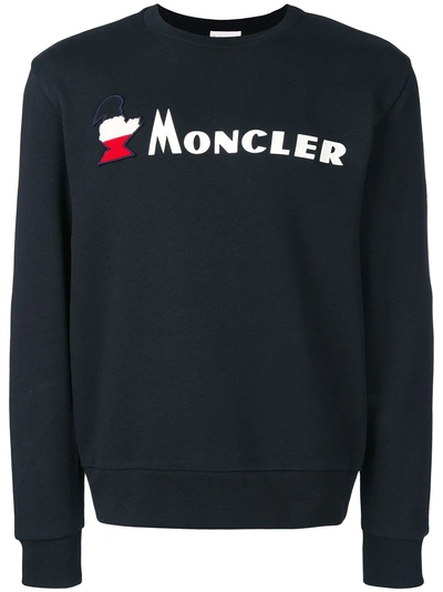 Shop Moncler Logo Embroidered Sweatshirt - Black
