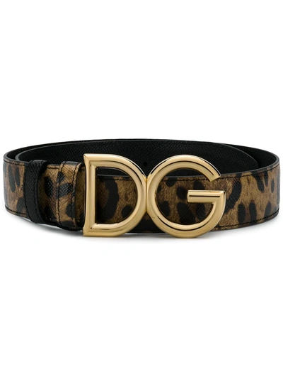 Shop Dolce & Gabbana Leopard-print Belt - Brown