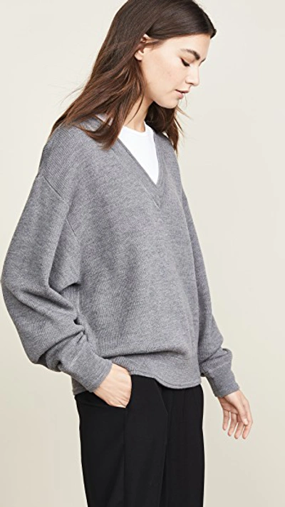 Shop Alexander Wang T Bi-layer V Neck Sweater In Heather Grey