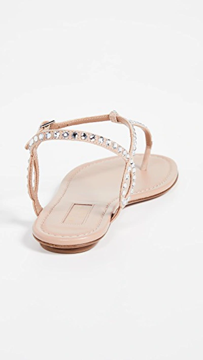 Shop Aquazzura Almost Bare Crystal Flat Sandals In Powder Pink