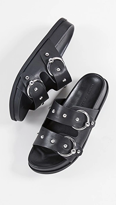 Shop Rebecca Minkoff Vachel Double Strap Slides In Black