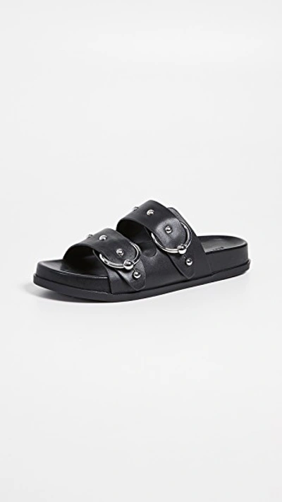 Shop Rebecca Minkoff Vachel Double Strap Slides In Black