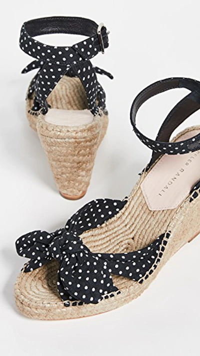 Shop Loeffler Randall Tessa Bow Wedge Espadrilles In Black/cream