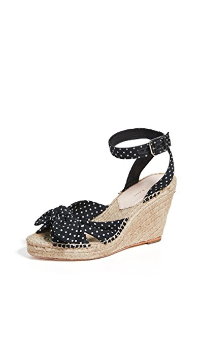 Shop Loeffler Randall Tessa Bow Wedge Espadrilles In Black/cream