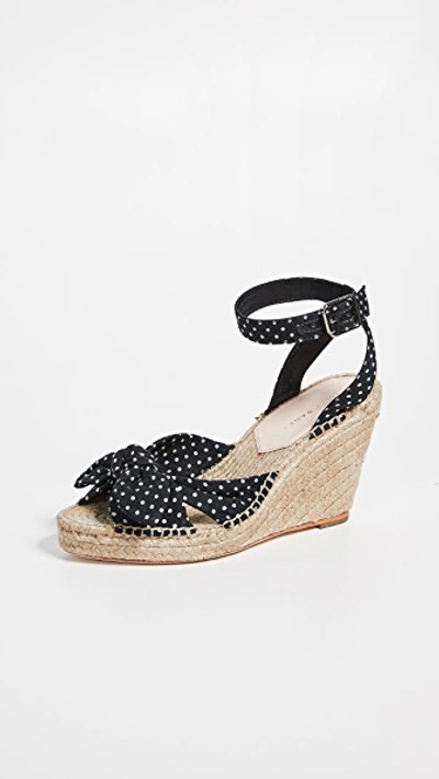 Shop Loeffler Randall Tessa Bow Wedge Espadrilles In Black/cream