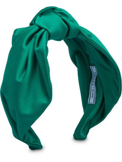 Shop Prada Knot Detail Headband In Green