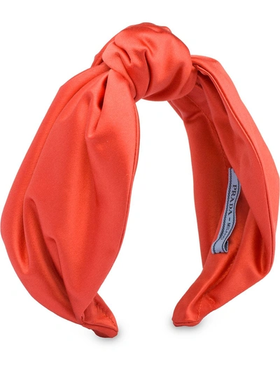 Prada Knot Detail Headband In Orange | ModeSens