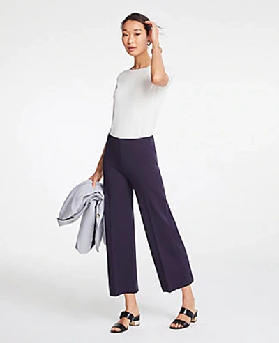 Shop Ann Taylor The Wide-leg Knit Crop Pant In Night Sky