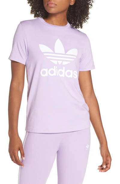 Shop Adidas Originals Adidas Trefoil Tee In Purple Glow