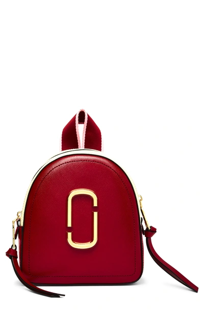 Shop Marc Jacobs Snapshot Mini Leather Backpack - Red In Red Multi
