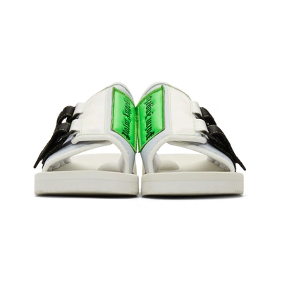 Shop Palm Angels White And Green Suicoke Edition Patch Slides In 0140whtgrn