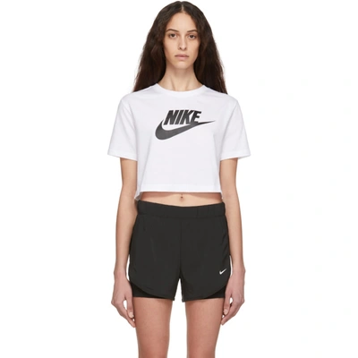Shop Nike White Cropped Sportswear Essential T-shirt In 100 White