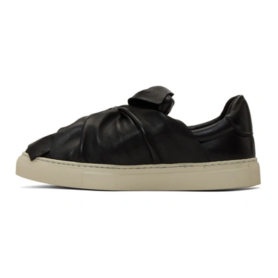Shop Ports 1961 Black Leather Bow Sneakers In 999 Black