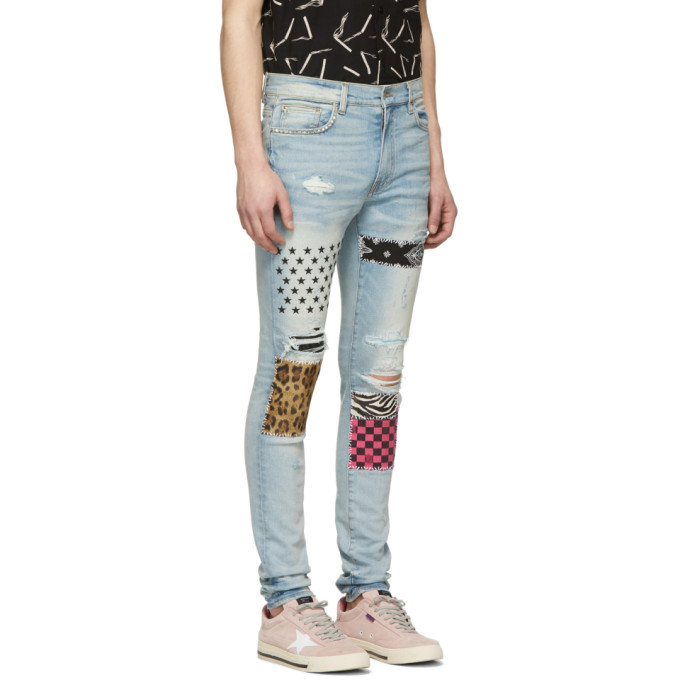 amiri skinny patchwork jeans