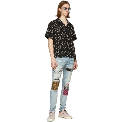 Shop Amiri Blue Art Patch Jeans