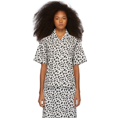 Shop Ashley Williams Ssense Exclusive Black And White Scribble Tropic Shirt In Whtscribble