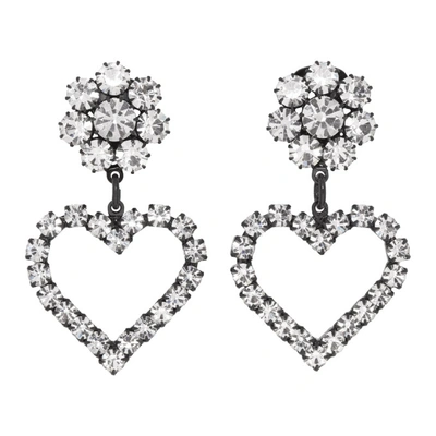 Shop Ashley Williams Black And Transparent Flower Heart Clip-on Earrings In Clear