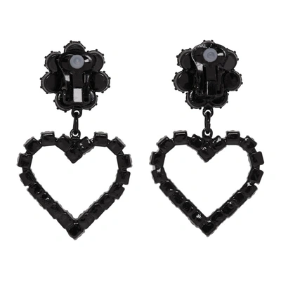 Shop Ashley Williams Black And Transparent Flower Heart Clip-on Earrings In Clear