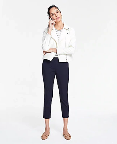 Shop Ann Taylor The Tall Cotton Crop Pant In Atlantic Navy