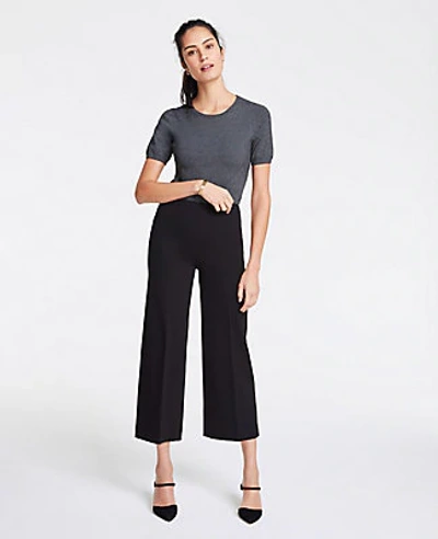 Shop Ann Taylor The Tall Wide-leg Knit Crop Pant In Black