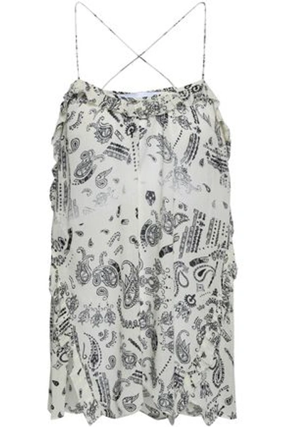 Shop Iro Ruffled Printed Georgette Camisole In Ivory