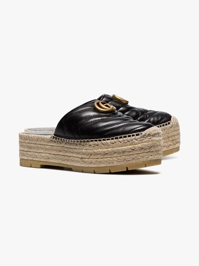 Shop Gucci Black Gg Pilar 50 Raffia And Leather Espadrilles In 1000 Black