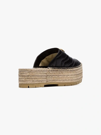 Shop Gucci Black Gg Pilar 50 Raffia And Leather Espadrilles In 1000 Black