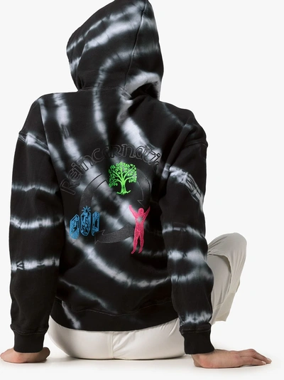 Shop Ashley Williams Tie-dye Graphic-print Cotton Hoodie In Black