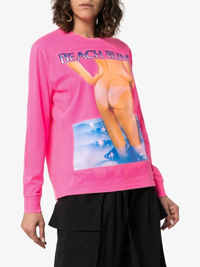 Shop Ashley Williams Graphic Print Long-sleeved Cotton T-shirt In Pink