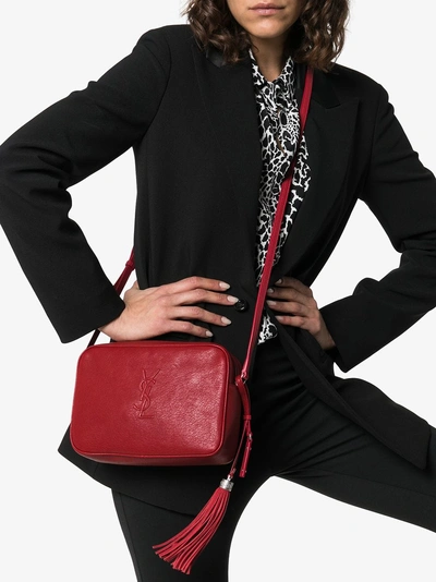 Shop Saint Laurent Red Lou Crossbody Leather Bag In 6805 Red