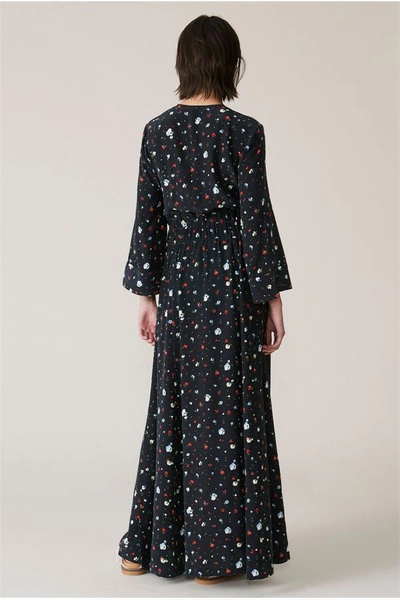 Ganni Nolana Silk Maxi Dress In Black | ModeSens
