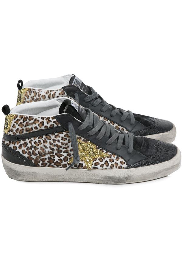 Golden Goose Sneakers Mid Star Leopard Pony-gold Glitter Star | ModeSens