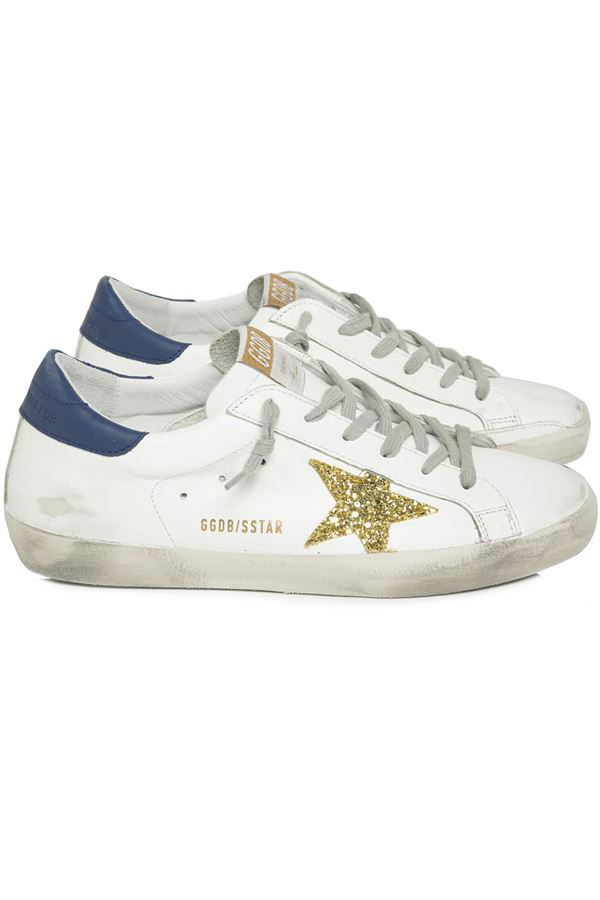 superstar sneakers with gold star and glittery heel tab