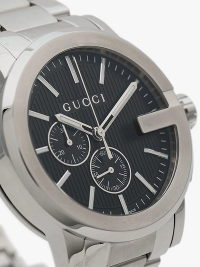 Shop Gucci Metallic G-chrono Stainless Steel Watch In Silver