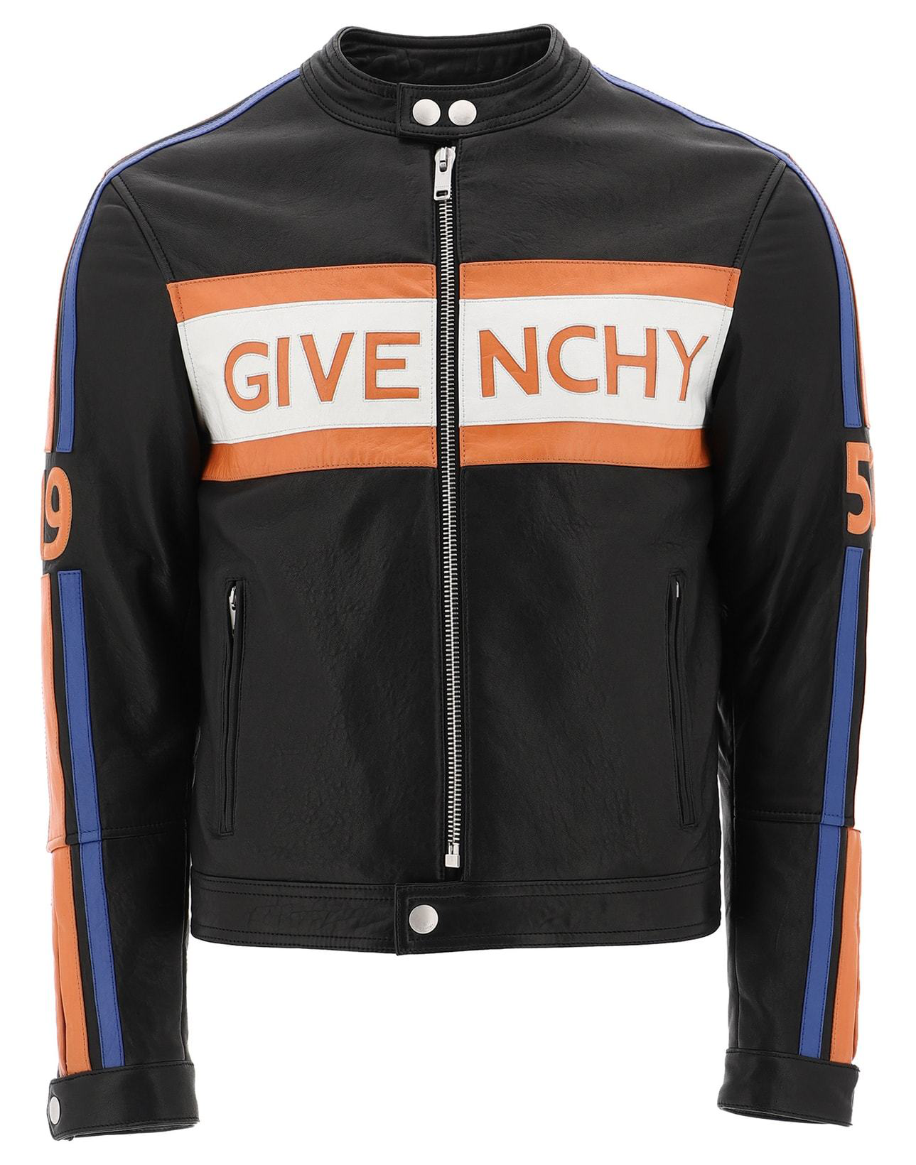 Givenchy Logo-appliqué Leather Biker Jacket In Black | ModeSens