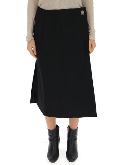 Shop Givenchy Slit Midi Skirt In Black