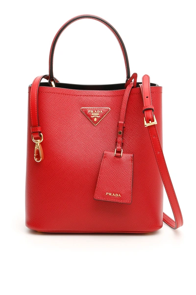 Shop Prada Double Saffiano Tote Bag In Red