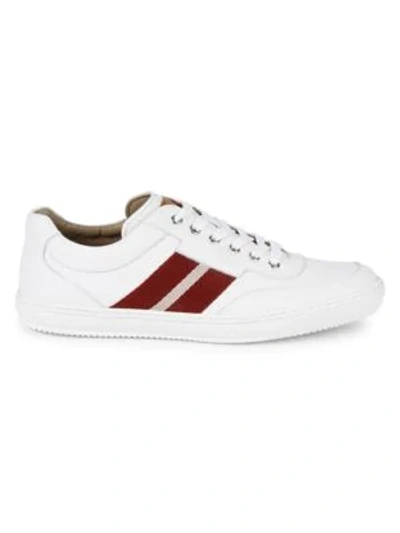 Shop Bally Oriano Leather Sneakers In White