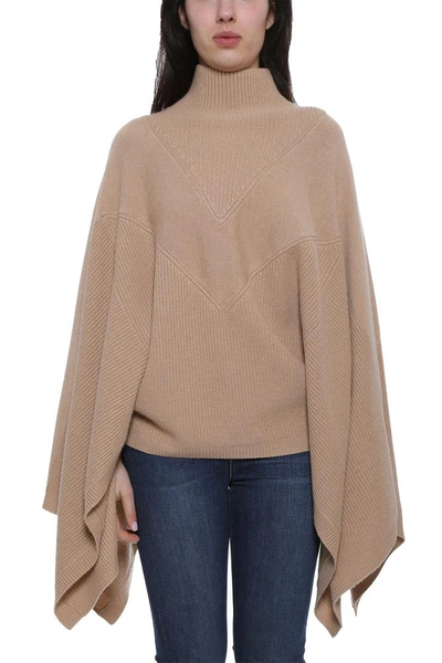 Shop Givenchy Cape Knitted Oversized Jumper In Beige