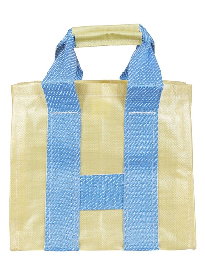 Shop Comme Des Garçons Shirt Open Top Shopper Bag In Giallo/blu