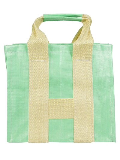 Shop Comme Des Garçons Shirt Open Top Shopper Bag In Verde/giallo