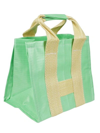 Shop Comme Des Garçons Shirt Open Top Shopper Bag In Verde/giallo