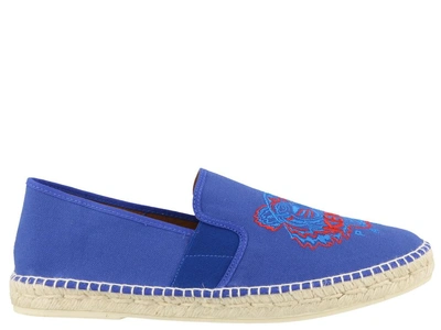 Shop Kenzo Tiger Canvas Espadrilles In Blue