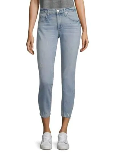 Shop Amo Stix Distressed Cropped Skinny Jeans In Blue