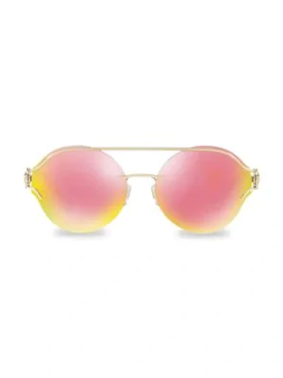 Shop Versace Medusa 61mm Round Mirrored Sunglasses In Pale Gold