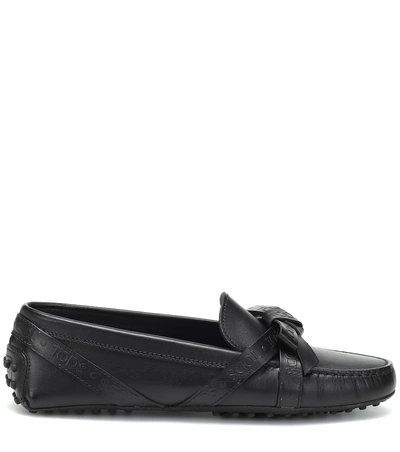 Shop Tod's Gommino Leather Loafers In Black